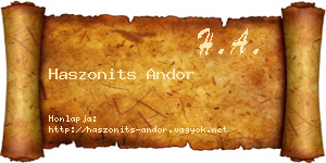 Haszonits Andor névjegykártya